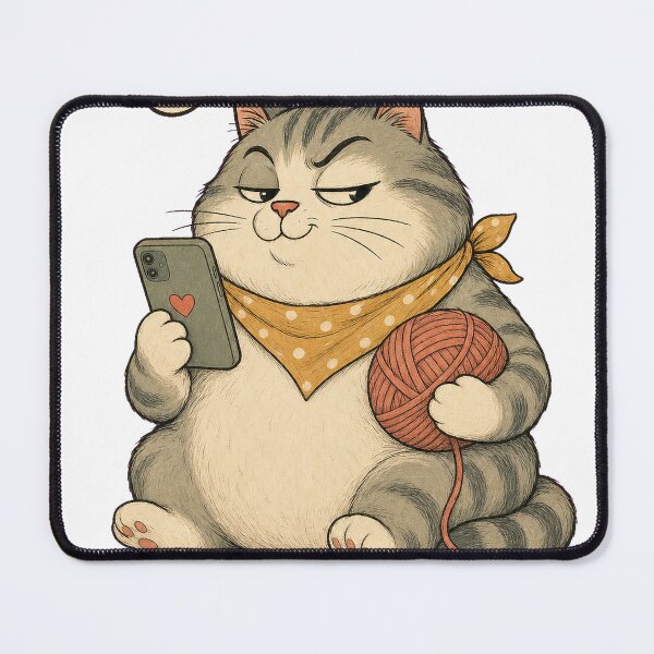 Item preview, Sarcastic Fat Cat With Phone and Yarn Funny Quote T-Shirt Design designed and sold by KIDEnia.