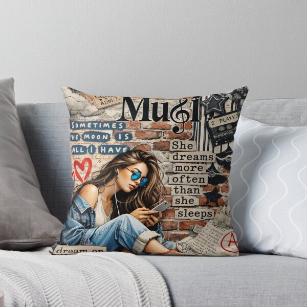 Item preview, Dream On Music Girl Urban Collage – Retro Street Art Aesthetic Print designed and sold by Kaleidoscope Print.