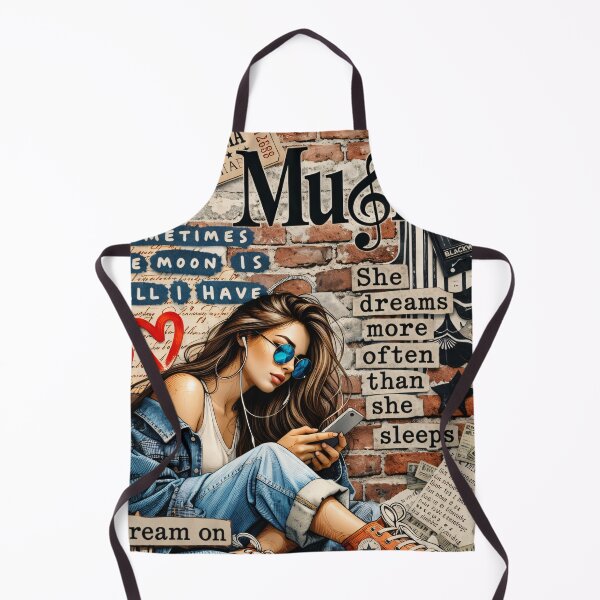 Item preview, Dream On Music Girl Urban Collage – Retro Street Art Aesthetic Print designed and sold by Kaleidoscope Print.