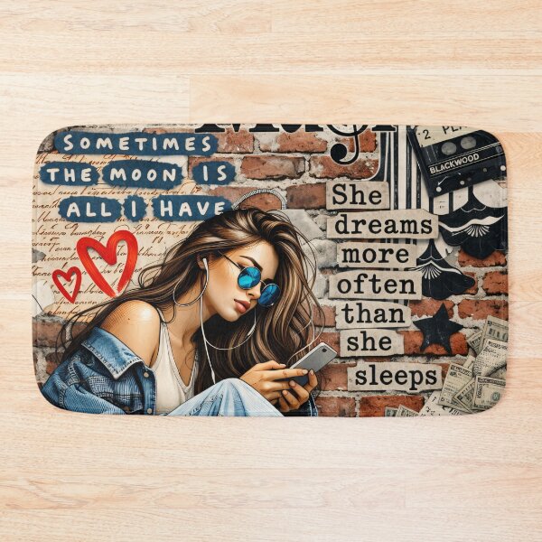 Item preview, Dream On Music Girl Urban Collage – Retro Street Art Aesthetic Print designed and sold by Kaleidoscope Print.
