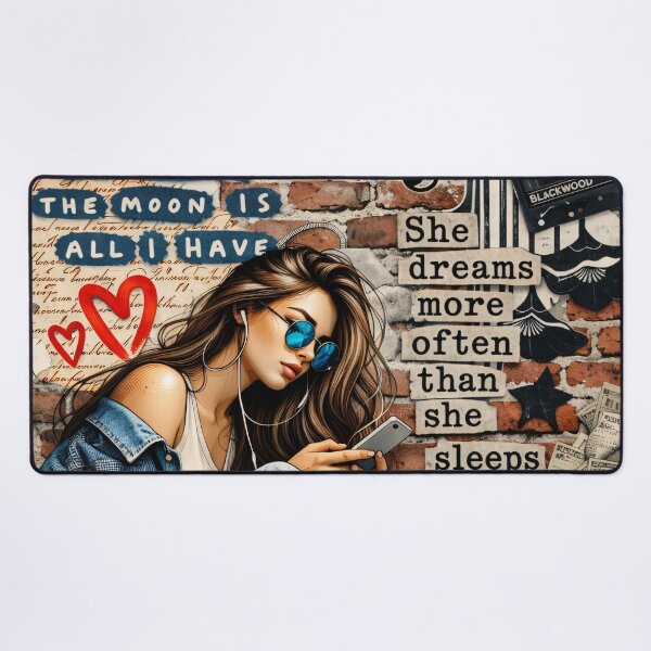 Item preview, Dream On Music Girl Urban Collage – Retro Street Art Aesthetic Print designed and sold by Kaleidoscope Print.
