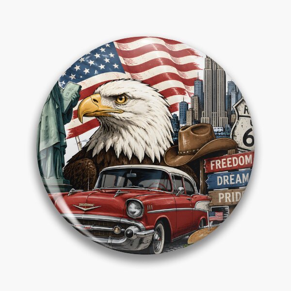 Item preview, America Land of Freedom Patriotic Bald Eagle Vintage Route 66 designed and sold by Kimos Creative Store.
