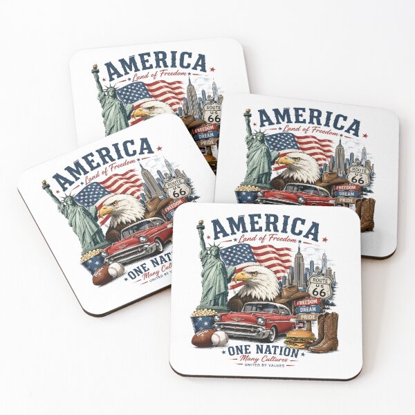Item preview, America Land of Freedom Patriotic Bald Eagle Vintage Route 66 designed and sold by Kimos Creative Store.
