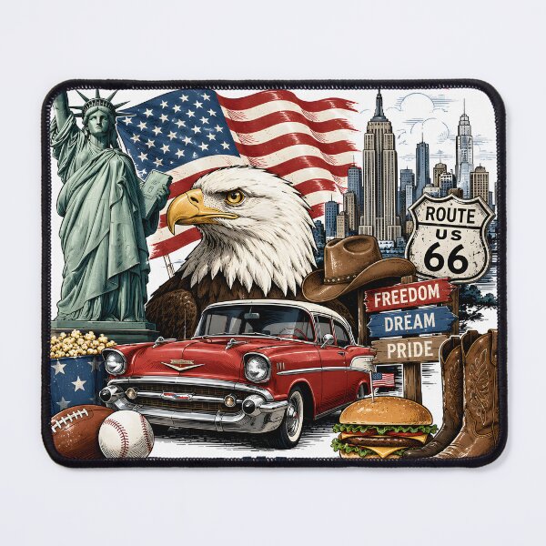 Item preview, America Land of Freedom Patriotic Bald Eagle Vintage Route 66 designed and sold by Kimos Creative Store.