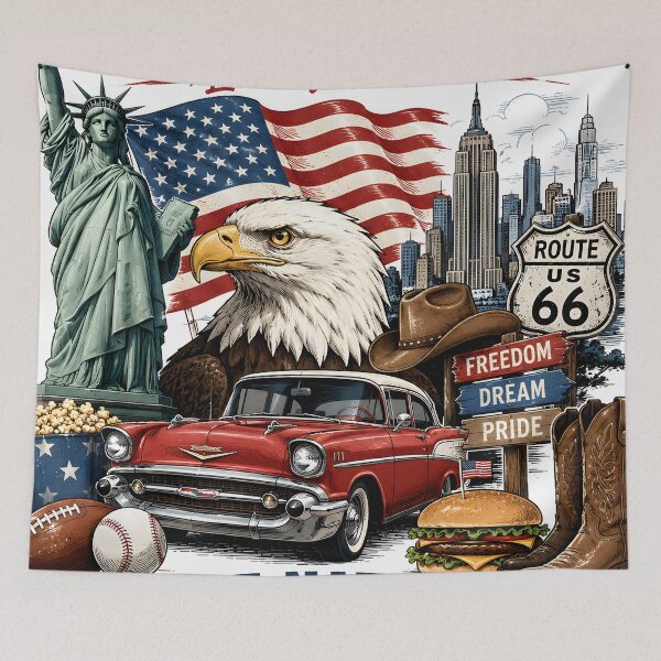 Item preview, America Land of Freedom Patriotic Bald Eagle Vintage Route 66 designed and sold by Kimos Creative Store.