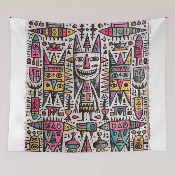 Item preview, Vibrant Abstract Folk Art Creature Pattern designed and sold by Romgora.
