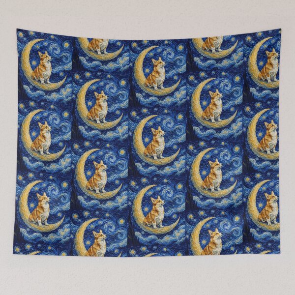 Item preview, Funny Fawn Corgi Starry Night Painting Cute Moon Stars Mom Dad Kids designed and sold by FurryHavenPH.