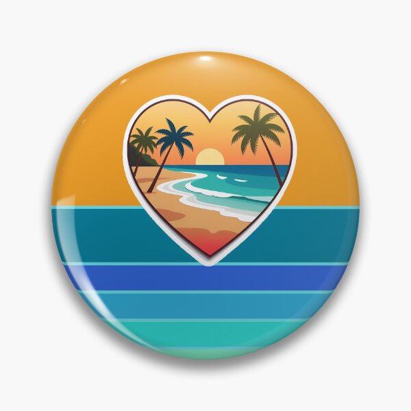 Item preview, Vintage Beach in Beachy Coastal Heart with Retro Sun Stripes Background designed and sold by Beachy.