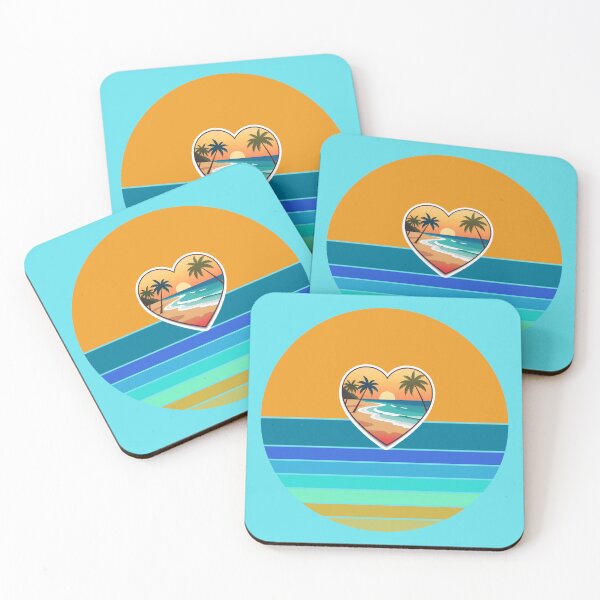 Item preview, Vintage Beach in Beachy Coastal Heart with Retro Sun Stripes Background designed and sold by Beachy.
