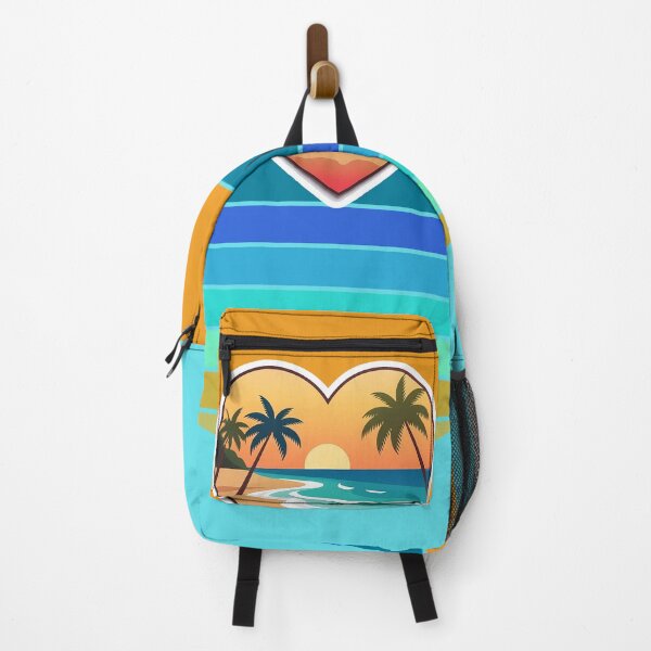 Item preview, Vintage Beach in Beachy Coastal Heart with Retro Sun Stripes Background designed and sold by Beachy.