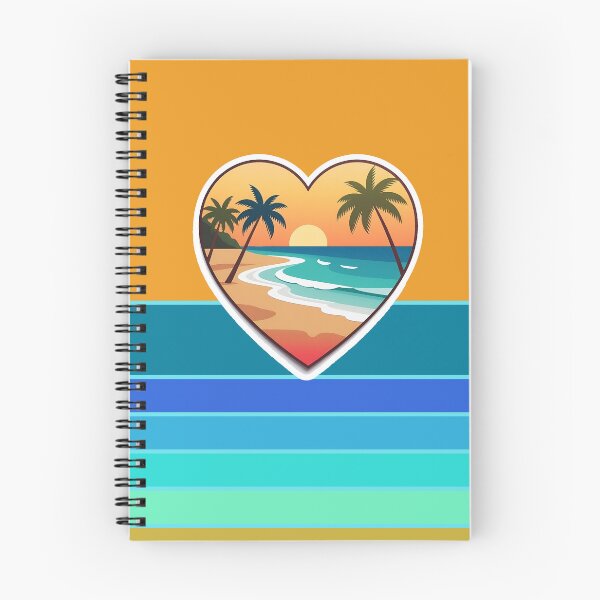 Item preview, Vintage Beach in Beachy Coastal Heart with Retro Sun Stripes Background designed and sold by Beachy.