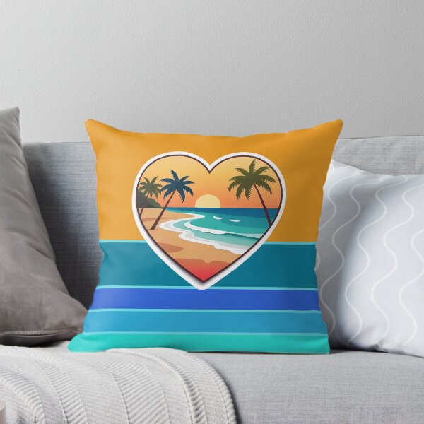 Item preview, Vintage Beach in Beachy Coastal Heart with Retro Sun Stripes Background designed and sold by Beachy.