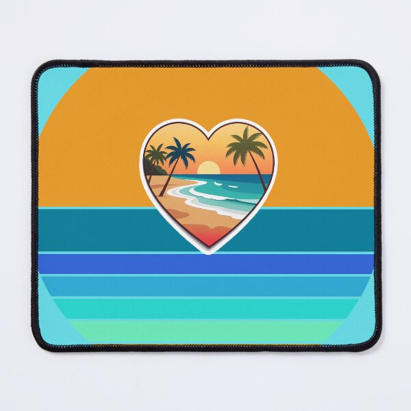 Item preview, Vintage Beach in Beachy Coastal Heart with Retro Sun Stripes Background designed and sold by Beachy.