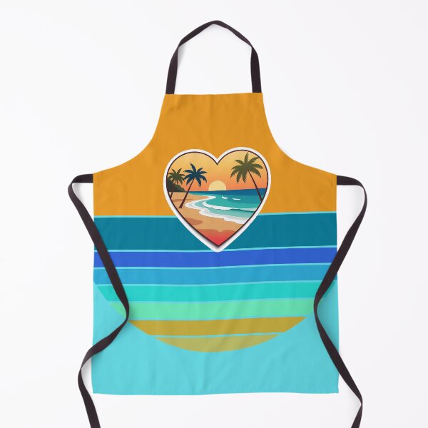 Item preview, Vintage Beach in Beachy Coastal Heart with Retro Sun Stripes Background designed and sold by Beachy.