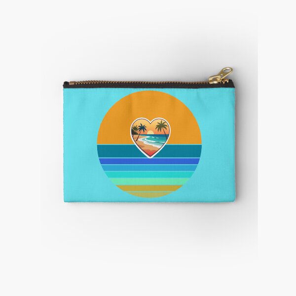Item preview, Vintage Beach in Beachy Coastal Heart with Retro Sun Stripes Background designed and sold by Beachy.
