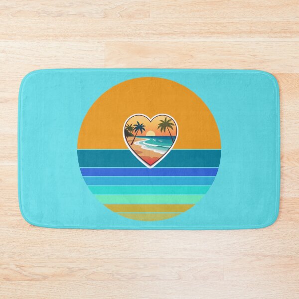Item preview, Vintage Beach in Beachy Coastal Heart with Retro Sun Stripes Background designed and sold by Beachy.