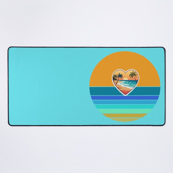 Item preview, Vintage Beach in Beachy Coastal Heart with Retro Sun Stripes Background designed and sold by Beachy.