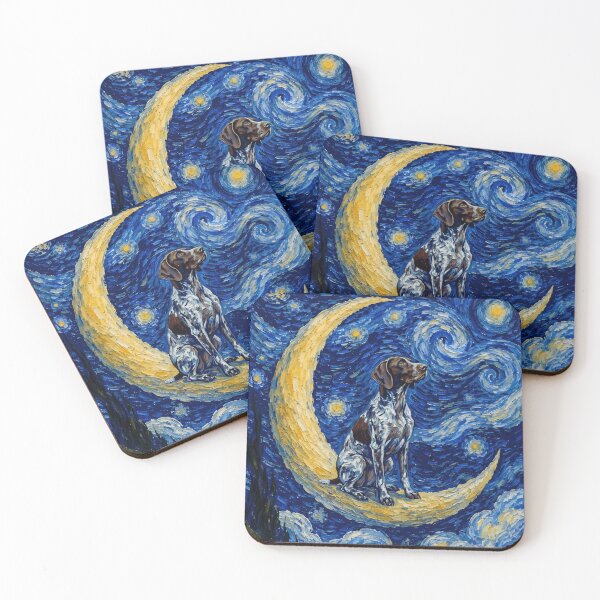 Item preview, Funny German Shorthaired Pointer Starry Night Painting Cute Moon Stars Mom Dad Kids designed and sold by FurryHavenPH.
