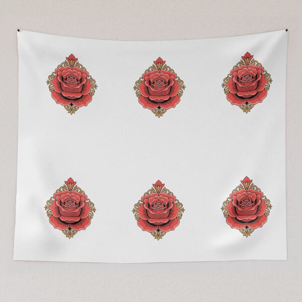 Item preview, Vintage Traditional Red Rose Ornamental Tattoo Art designed and sold by Dzblack.