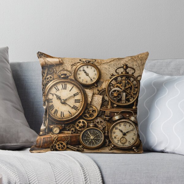 Item preview, Vintage Steampunk Clocks and Gears – Antique Timekeeper Collage Art Print designed and sold by Kaleidoscope Print.
