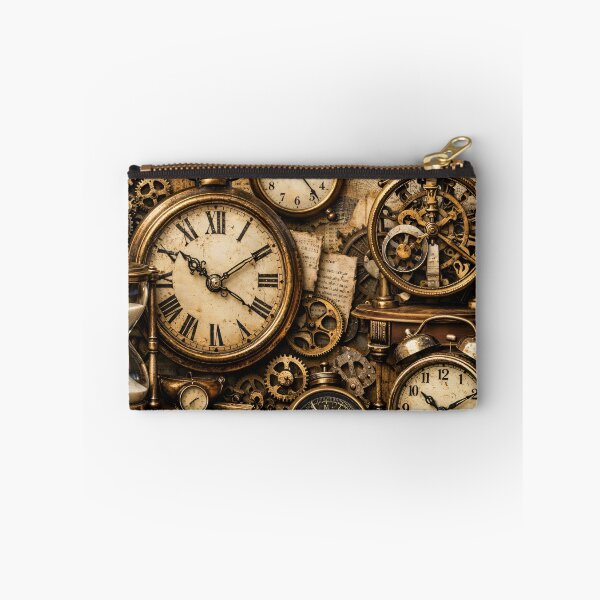 Item preview, Vintage Steampunk Clocks and Gears – Antique Timekeeper Collage Art Print designed and sold by Kaleidoscope Print.