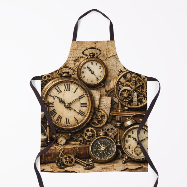 Item preview, Vintage Steampunk Clocks and Gears – Antique Timekeeper Collage Art Print designed and sold by Kaleidoscope Print.