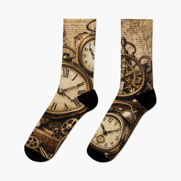 Item preview, Vintage Steampunk Clocks and Gears – Antique Timekeeper Collage Art Print designed and sold by Kaleidoscope Print.