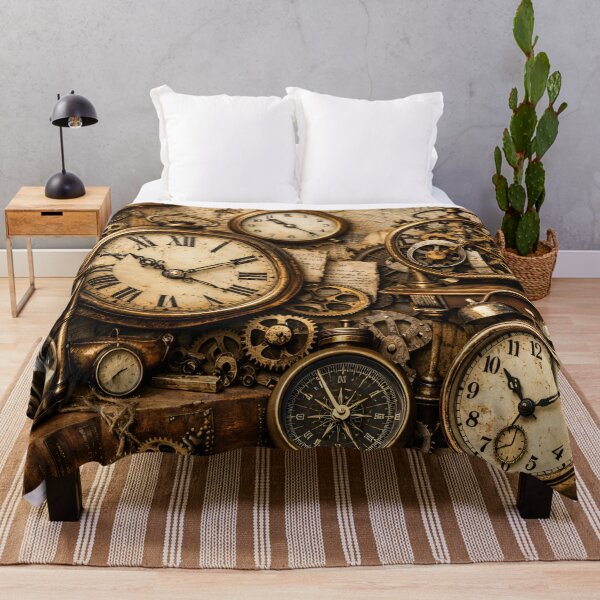 Item preview, Vintage Steampunk Clocks and Gears – Antique Timekeeper Collage Art Print designed and sold by Kaleidoscope Print.