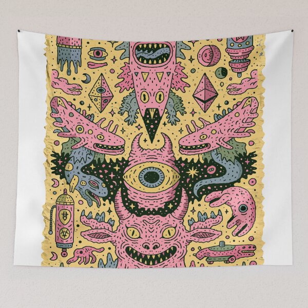 Item preview, Vibrant Cosmic Monster Doodle Art designed and sold by Romgora.