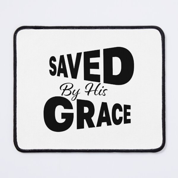 Item preview, Saved By His Grace – Christian Faith Typography T-Shirt Design designed and sold by CrossCrafted.