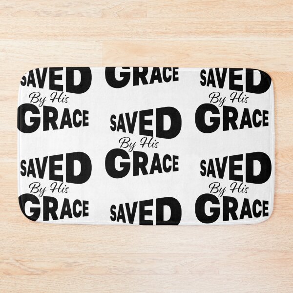 Item preview, Saved By His Grace – Christian Faith Typography T-Shirt Design designed and sold by CrossCrafted.