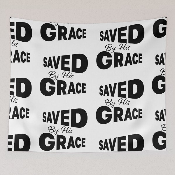 Item preview, Saved By His Grace – Christian Faith Typography T-Shirt Design designed and sold by CrossCrafted.