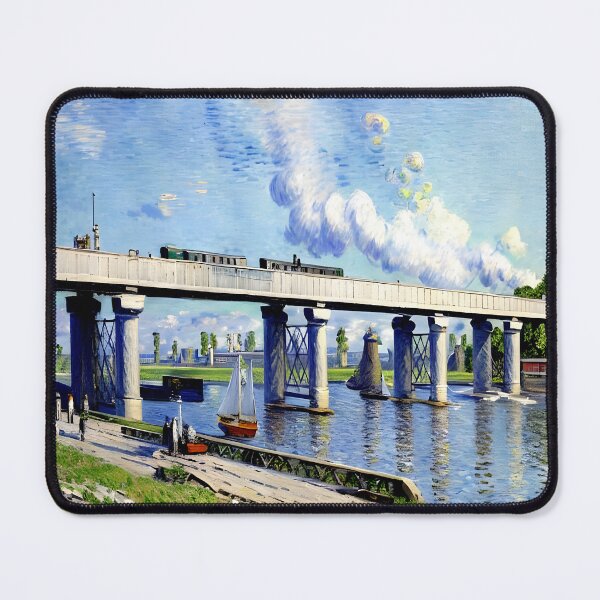 Item preview, Railway Bridge at Argenteuil: Sunlit Reflections of Modern Engineering designed and sold by artdesignsnow.