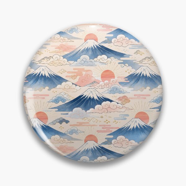 Item preview, Cute Mount Fuji Sunrise and Clouds Seamless Japanese Pattern designed and sold by WangAew.