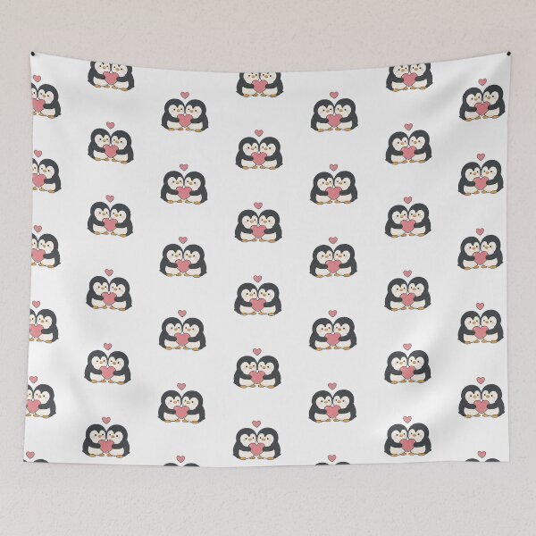 Item preview, Cute Kawaii Penguin Couple Holding Heart Love Valentine Aesthetic designed and sold by Rehnair.
