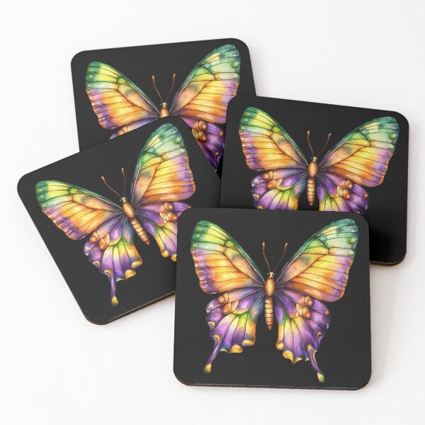 Item preview, Colorful Butterfly on Black Background designed and sold by jierrfan.
