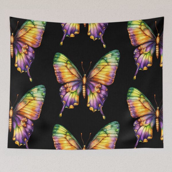 Item preview, Colorful Butterfly on Black Background designed and sold by jierrfan.