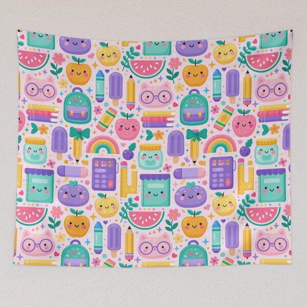 Item preview, Kawaii Back to School Doodle Pattern designed and sold by junkydotcom.
