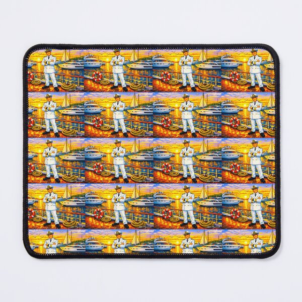 Item preview, Marina Captain Sunset – Hyper‑Digital Cartoon Seascape Art designed and sold by The Art Queen Of Michigan .