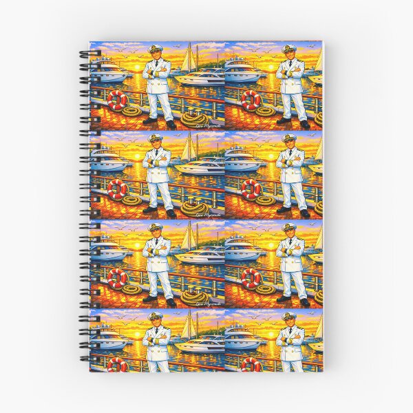 Item preview, Marina Captain Sunset – Hyper‑Digital Cartoon Seascape Art designed and sold by The Art Queen Of Michigan .