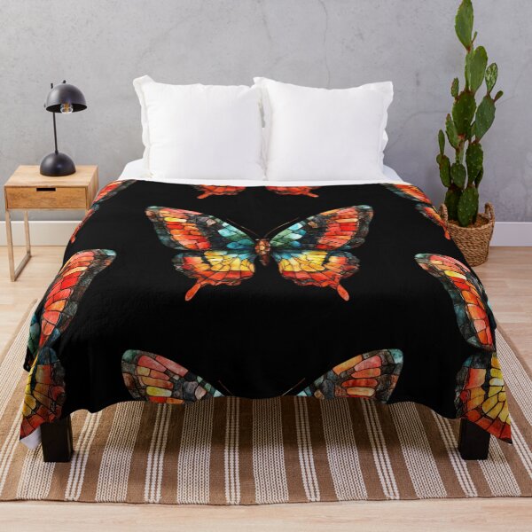 Item preview, Colorful Butterfly on Black Background designed and sold by jierrfan.