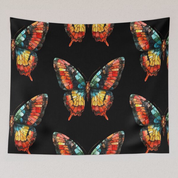 Item preview, Colorful Butterfly on Black Background designed and sold by jierrfan.