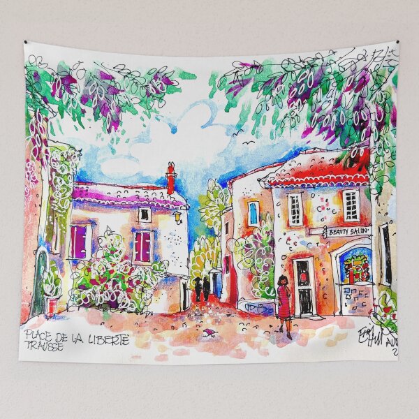 Item preview, Place de la Liberte, Trausse Minervois France designed and sold by ErinHillStudio.