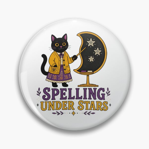 Item preview, Black Cat Teacher, Spelling Under Stars Halloween Digital Design designed and sold by Life is cat.