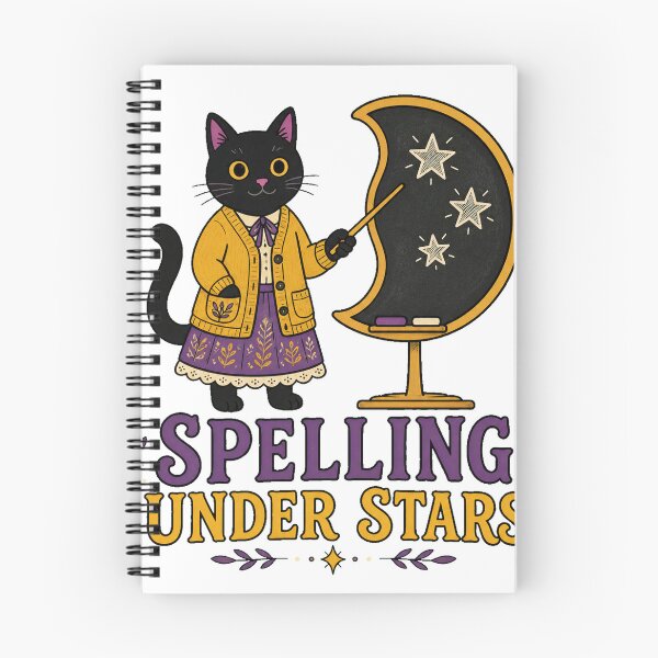 Item preview, Black Cat Teacher, Spelling Under Stars Halloween Digital Design designed and sold by Life is cat.