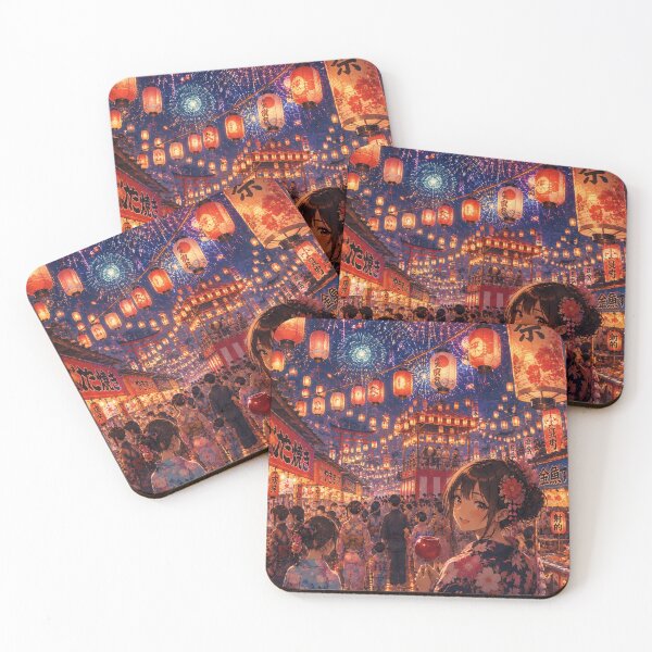 Item preview, Japanese Summer Festival at Night - Women in Kimono designed and sold by CzipipitoStudio.