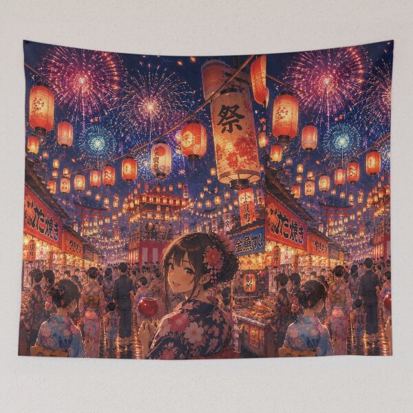 Item preview, Japanese Summer Festival at Night - Women in Kimono designed and sold by CzipipitoStudio.