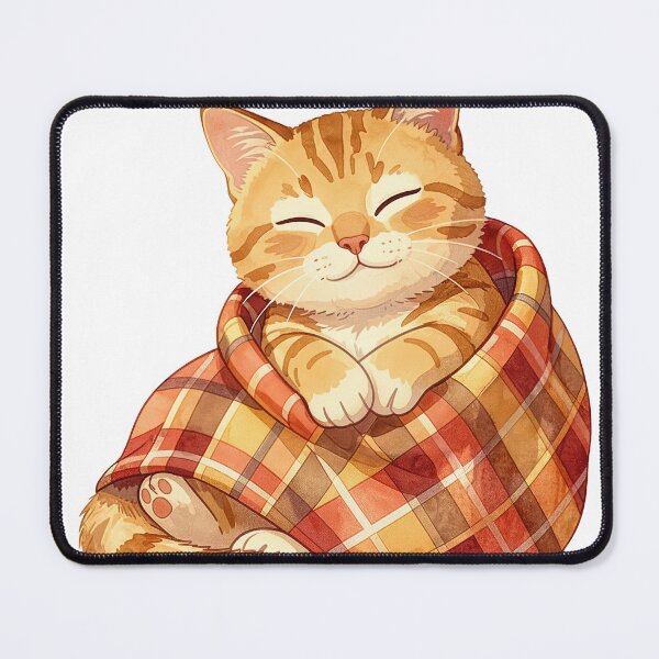 Item preview, Cozy Ginger Cat Wrapped In Plaid Blanket - Autumn Vibes designed and sold by RomeoCreates.