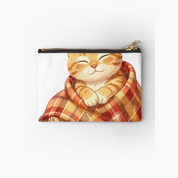 Item preview, Cozy Ginger Cat Wrapped In Plaid Blanket - Autumn Vibes designed and sold by RomeoCreates.