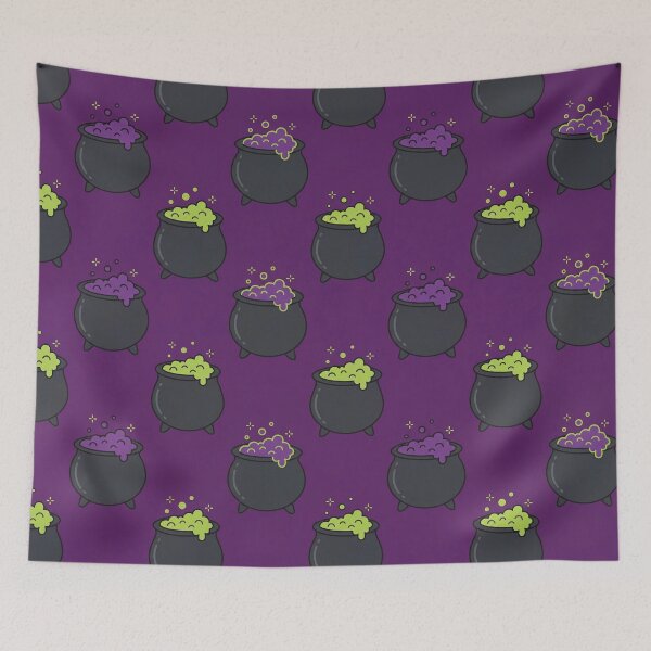 Item preview, Creepy Cauldrons - Flat Illustration Seamless Halloween Pattern designed and sold by inkaylindesign.